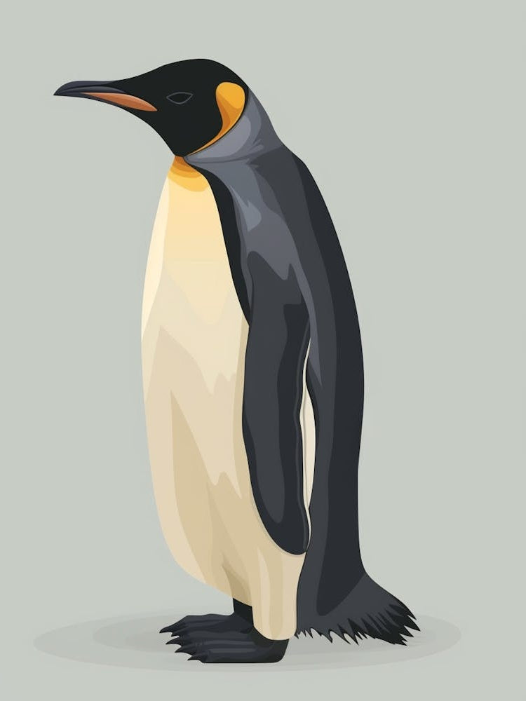 King Penguin Petermann Island Minimalist Illustration 2
