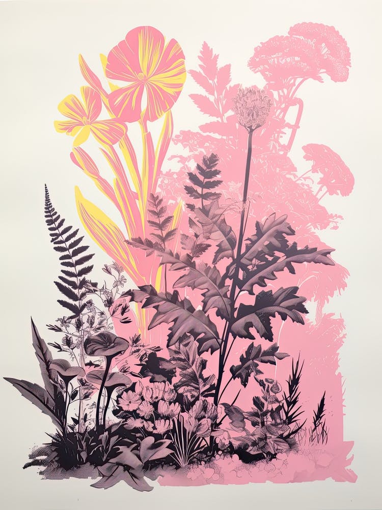 Farbenfroher botanischer Risographie-Stil 38
