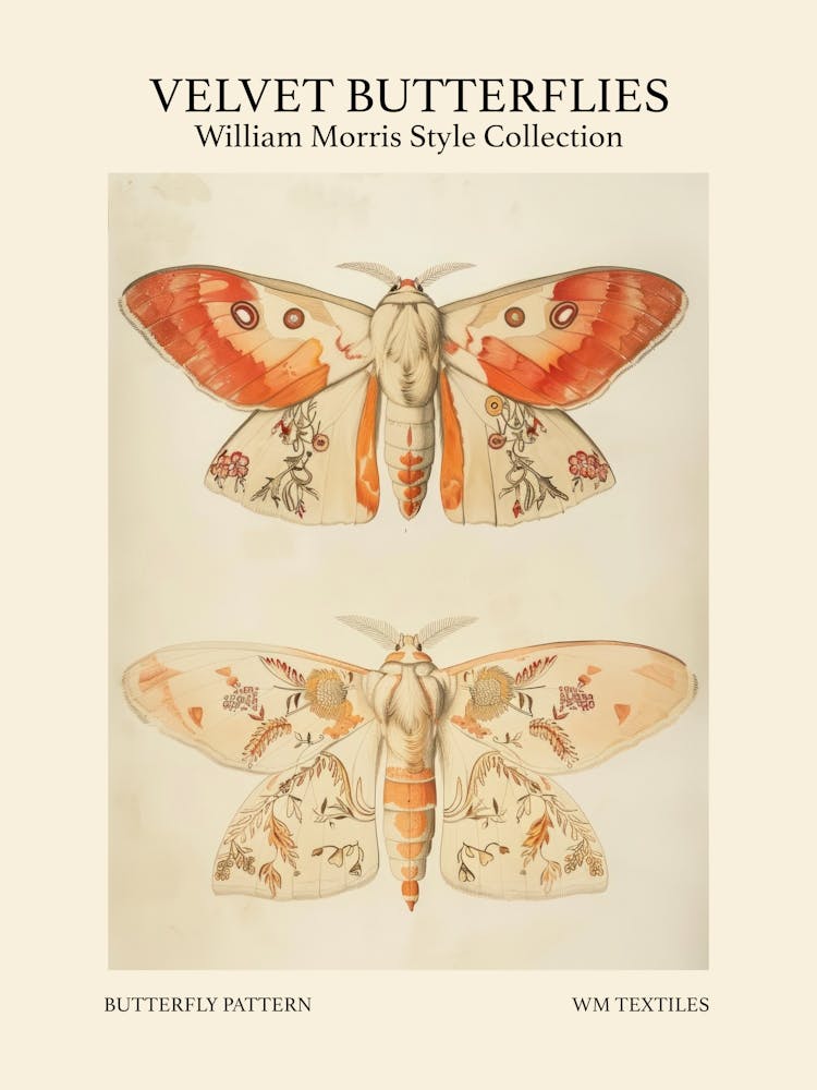 Velvet Butterflies Collection Butterfly Pattern William Morris Style 4