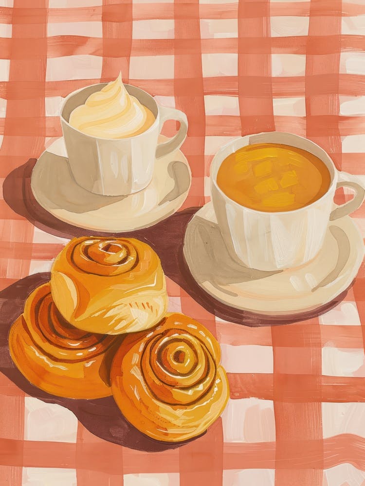 Pink Breakfast Food Cinnamon Buns 1