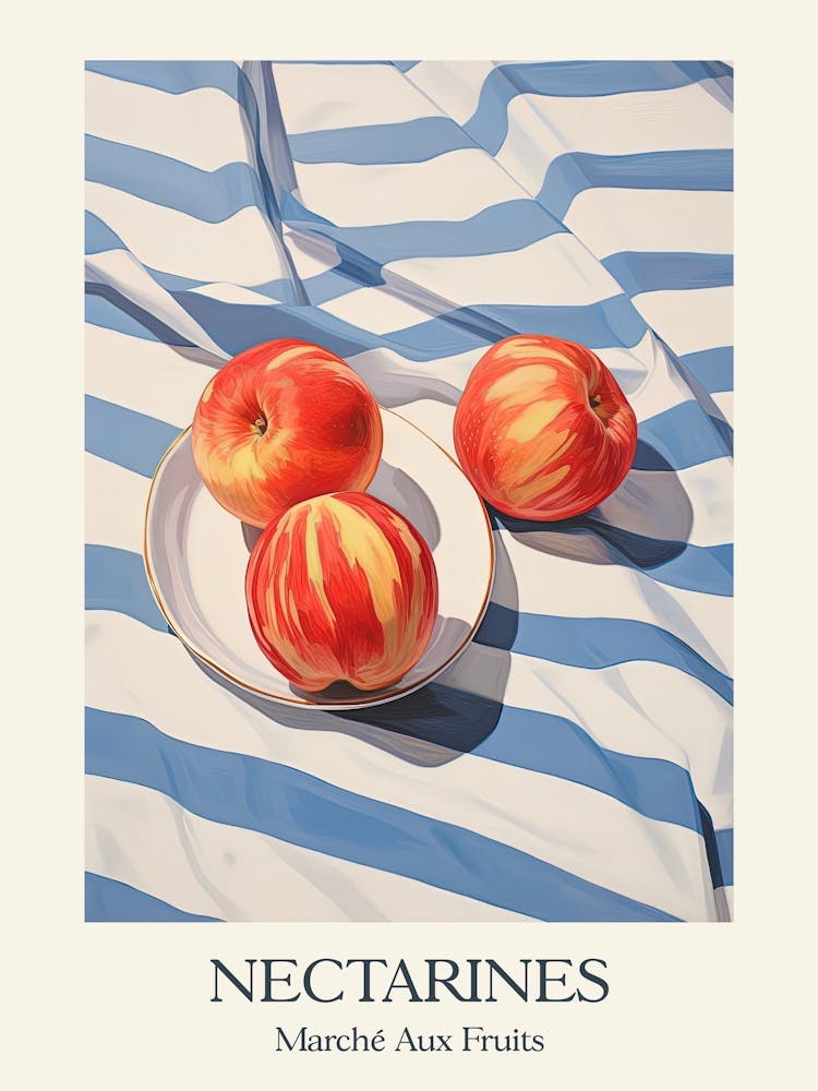 Marche Aux Fruits Nectarines Fruit Summer Illustration 3