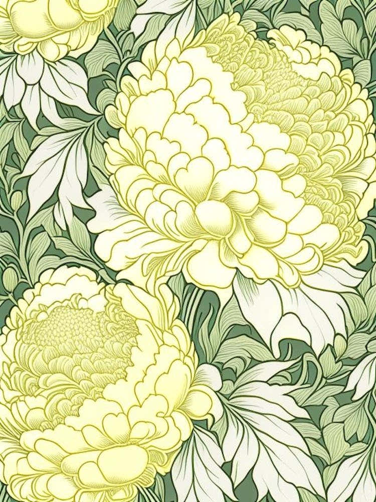 Sarah Bernhardt Peonies Yellow 3 Drawing