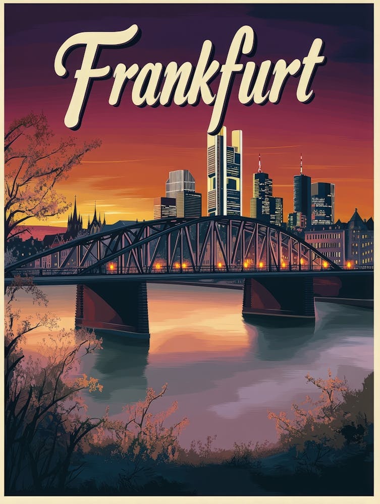 Aihrgdesign A Mid Century Modern Travel Poster For Frankfurt 4