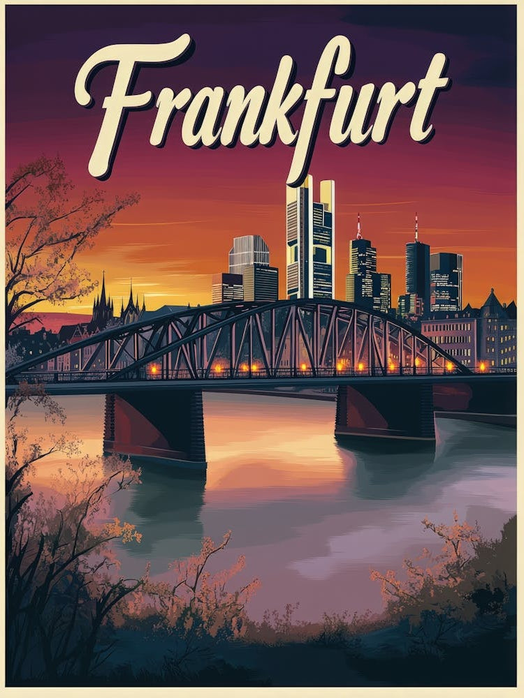 Aihrgdesign A Mid Century Modern Travel Poster For Frankfurt 4