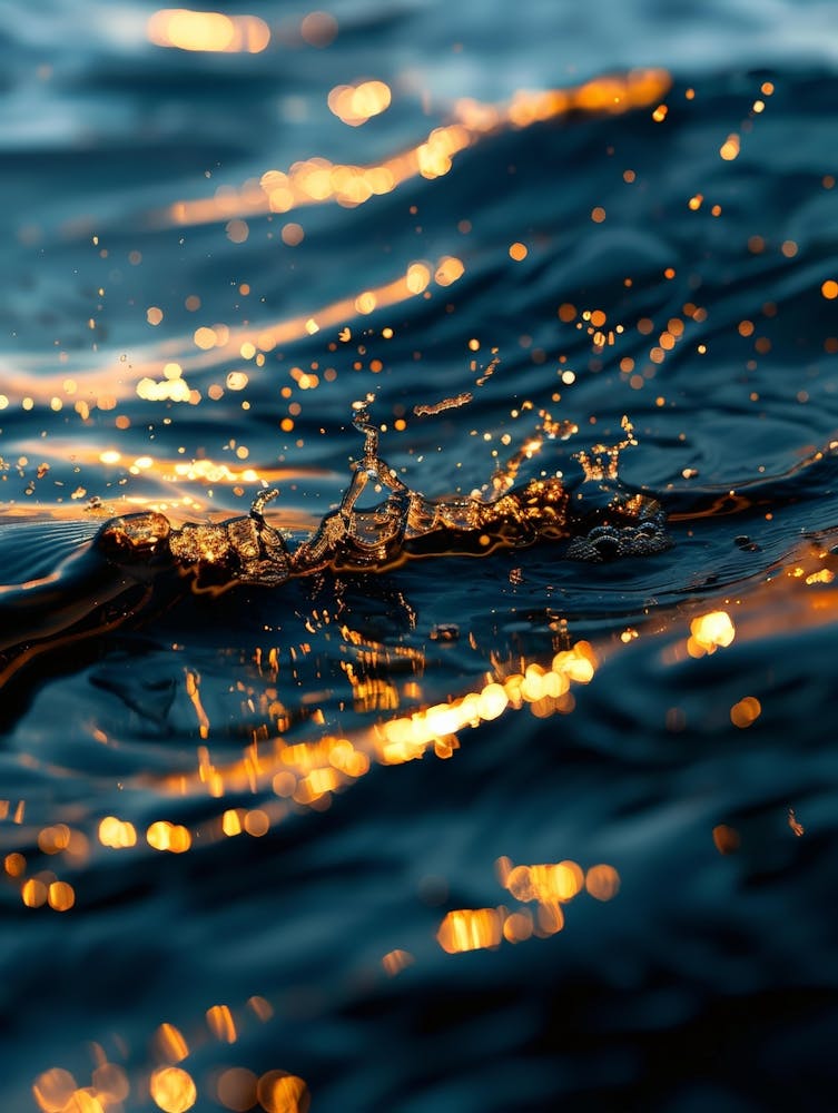 Water Splashes At Sunset