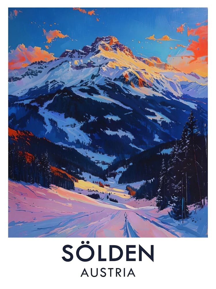 Sölden Ski Print Sölden Austria Solden Ski Resort Sölden Poster Sölden Ski Art Ski Sölden Sölden Alps Gaislachkogl Peak