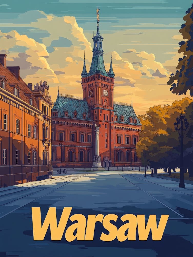 Aihrgdesign A Retro Travel Poster For Warsaw 6