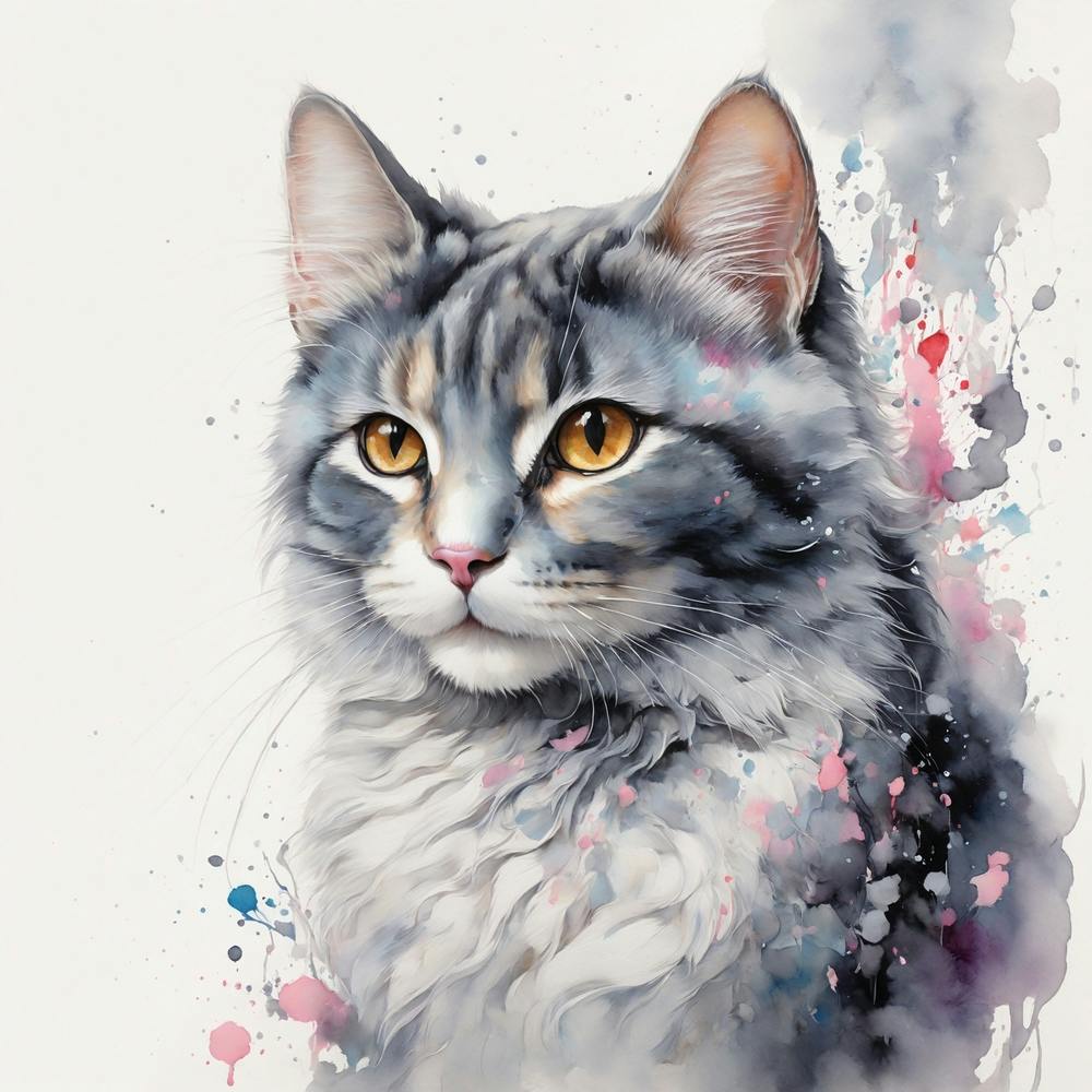 Watercolor Cat Painting