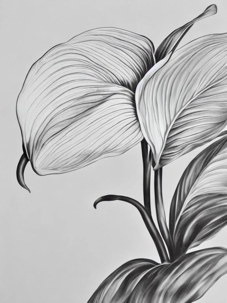 Anthurium B&W Pencil 1 Flower