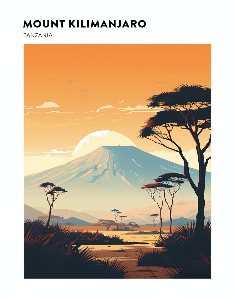 Mount Kilimanjaro Tanzania 2 Hiking Trail Landscape Poster