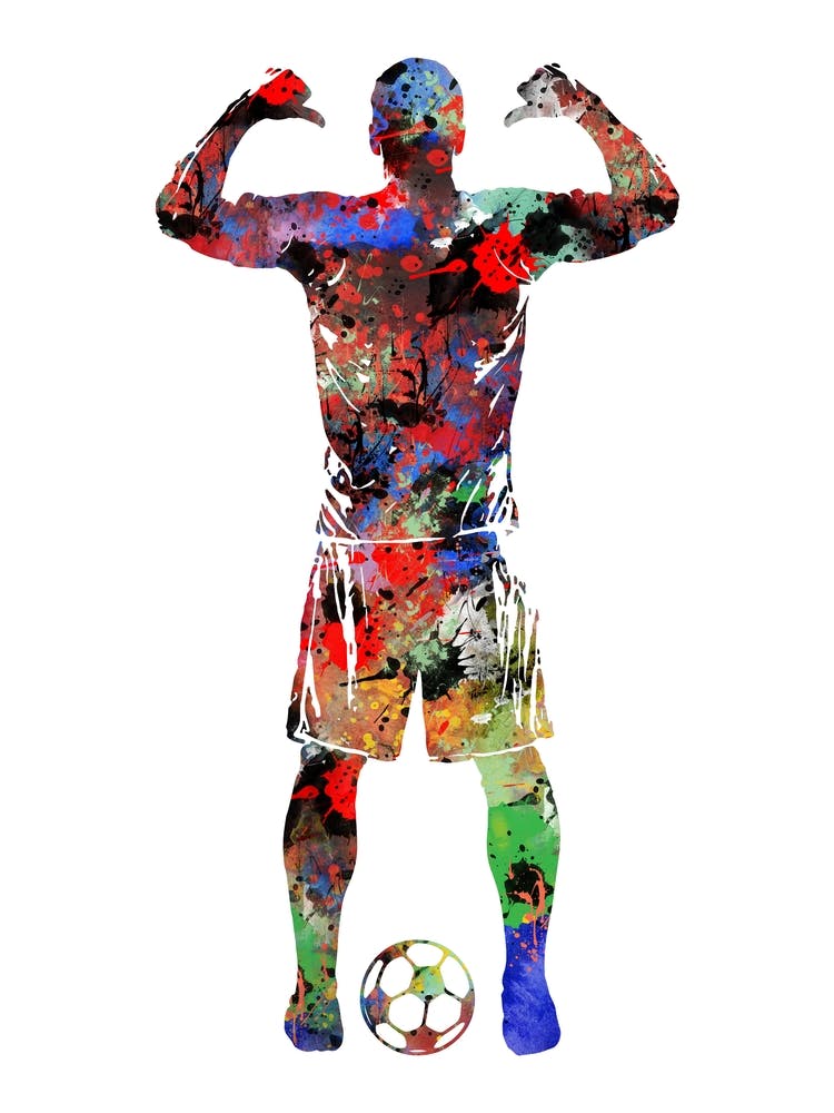 Male Soccer Player Watercolor Football 3