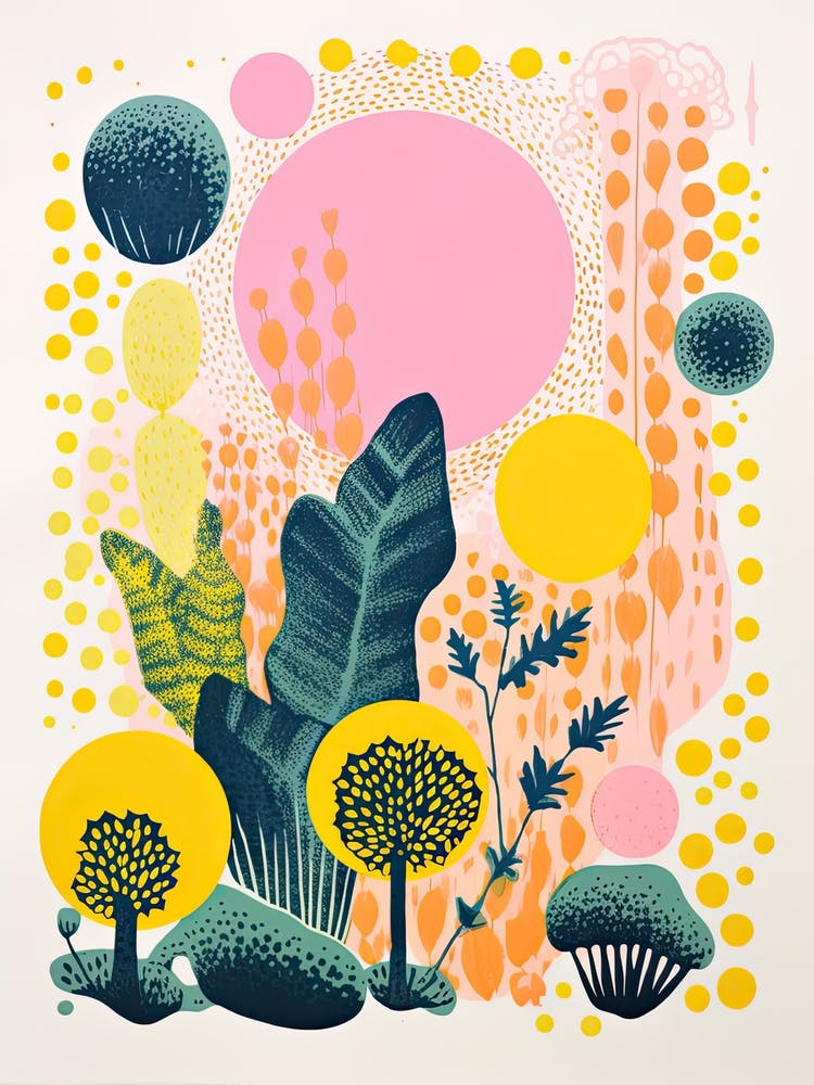 Buntes botanisches Risograph-Stil 4