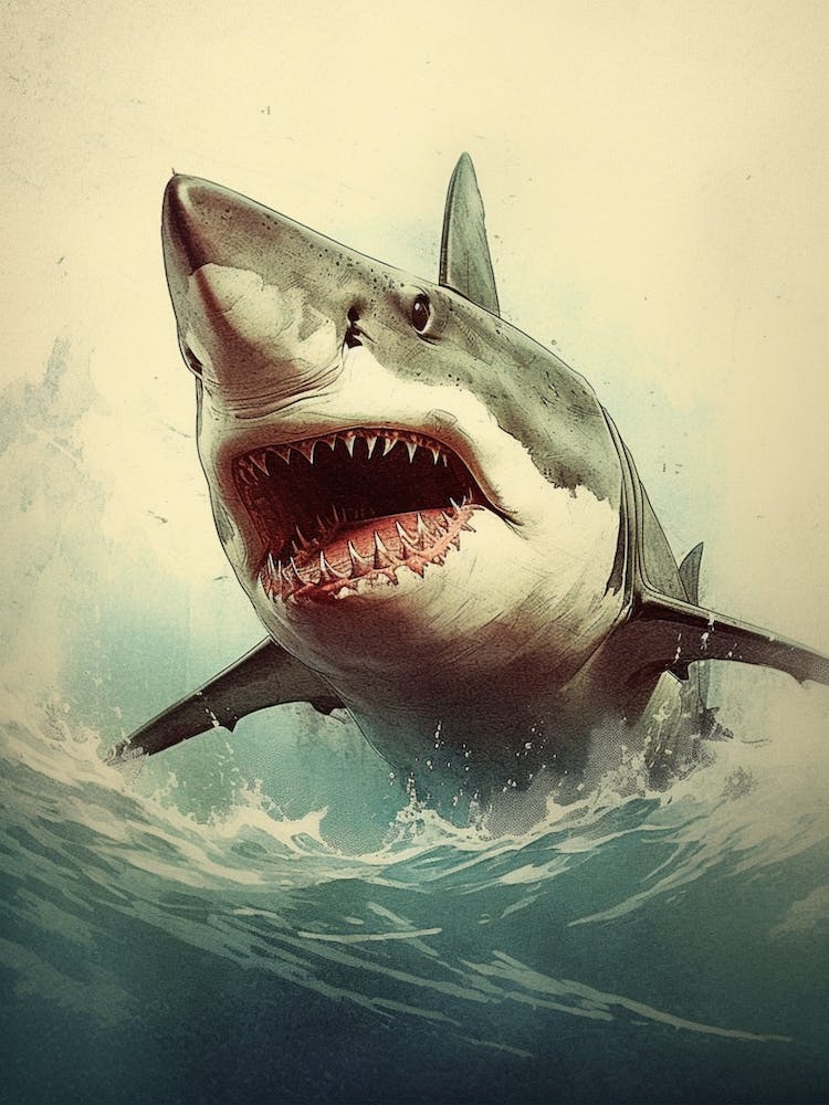 Vintage Illustration Of A Shark 1