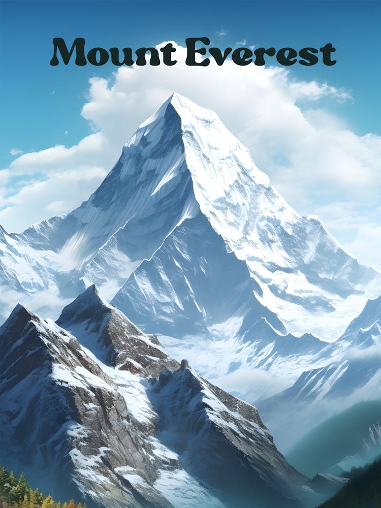 Mount Everest Winter Travel Art