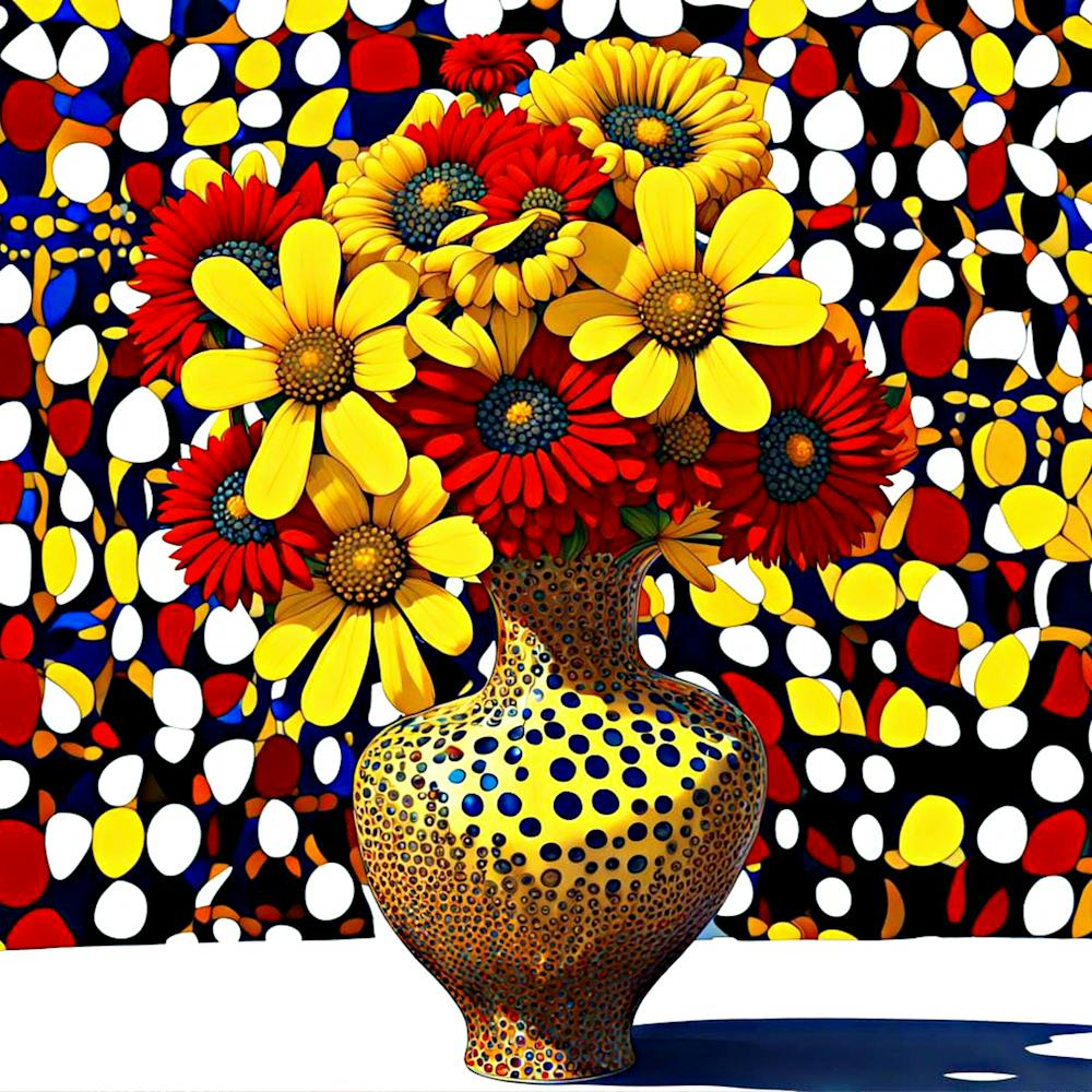 Red And Yellow Vased Flowers 4