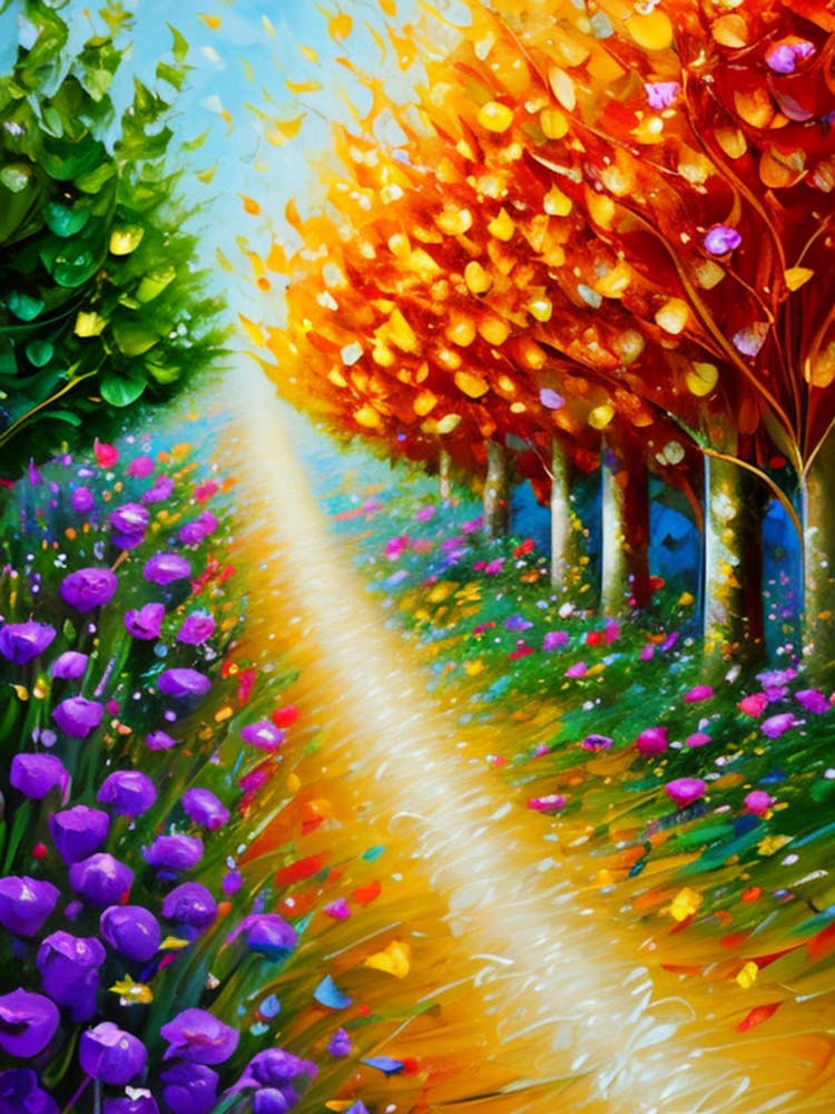 Autumn Trees And Flowers