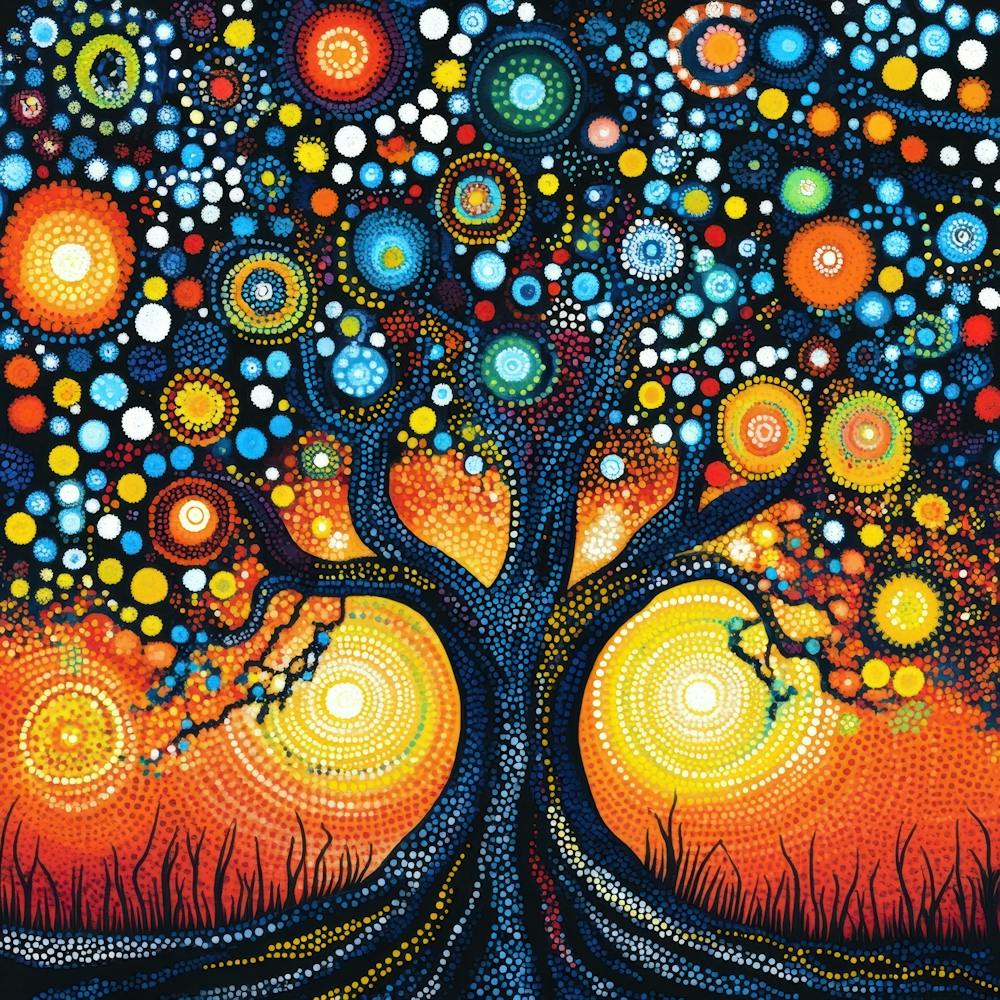 Colorful Dots and Circle of Tree 18