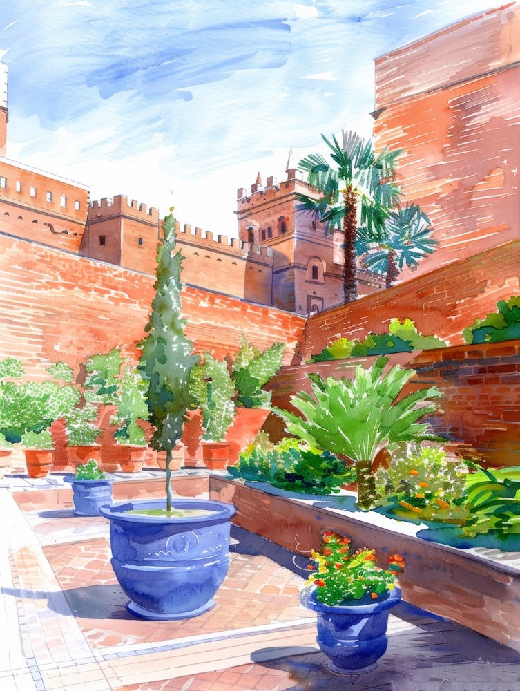 Watercolor Garden In Morocco