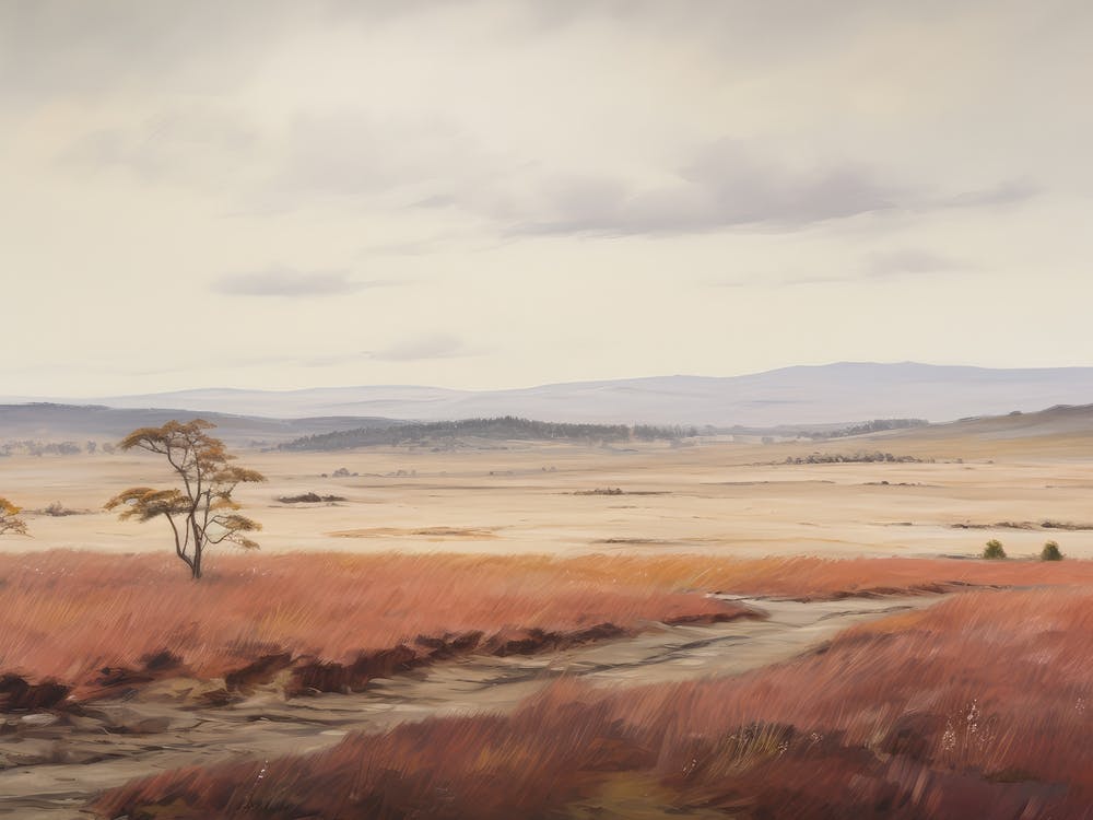 Warm Toned Autumn Scenery Painting