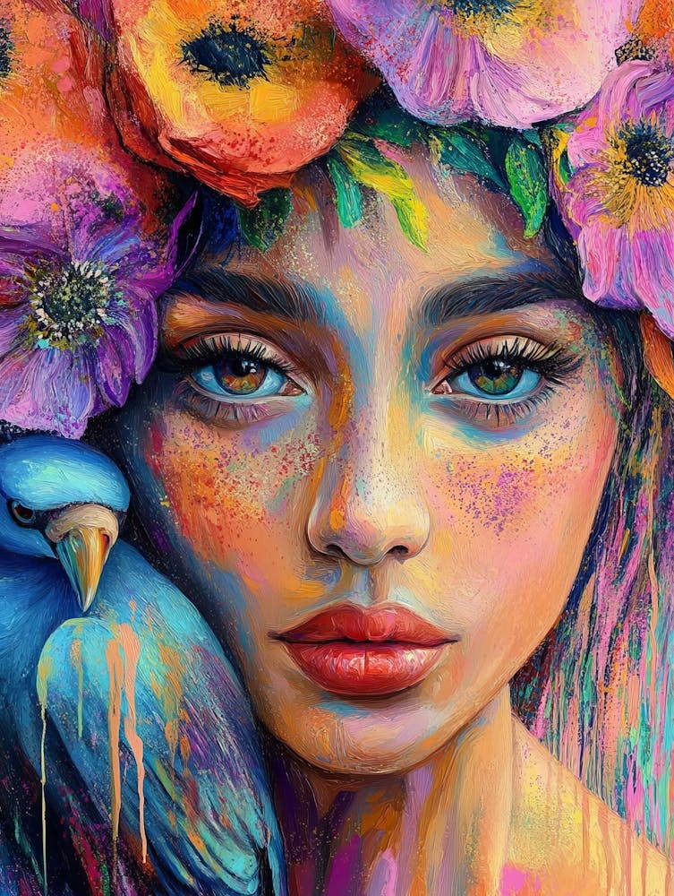 Femme Aux Fleurs Sur La Tête