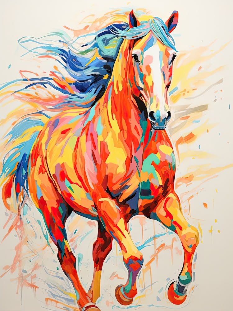 A Horse Painting In The Style Of Broken Color 2