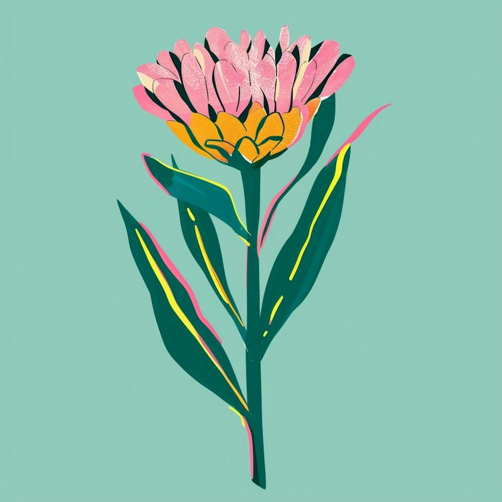 Everlasting Flower Square Flower Illustration