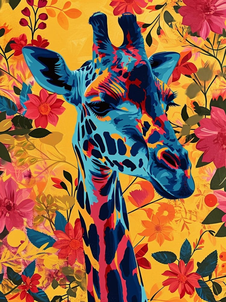 Floral Yellow Giraffe