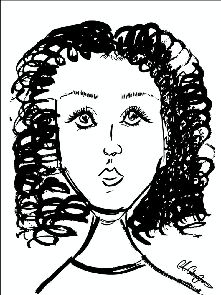 Portrait Of A Woman With Curly Hair