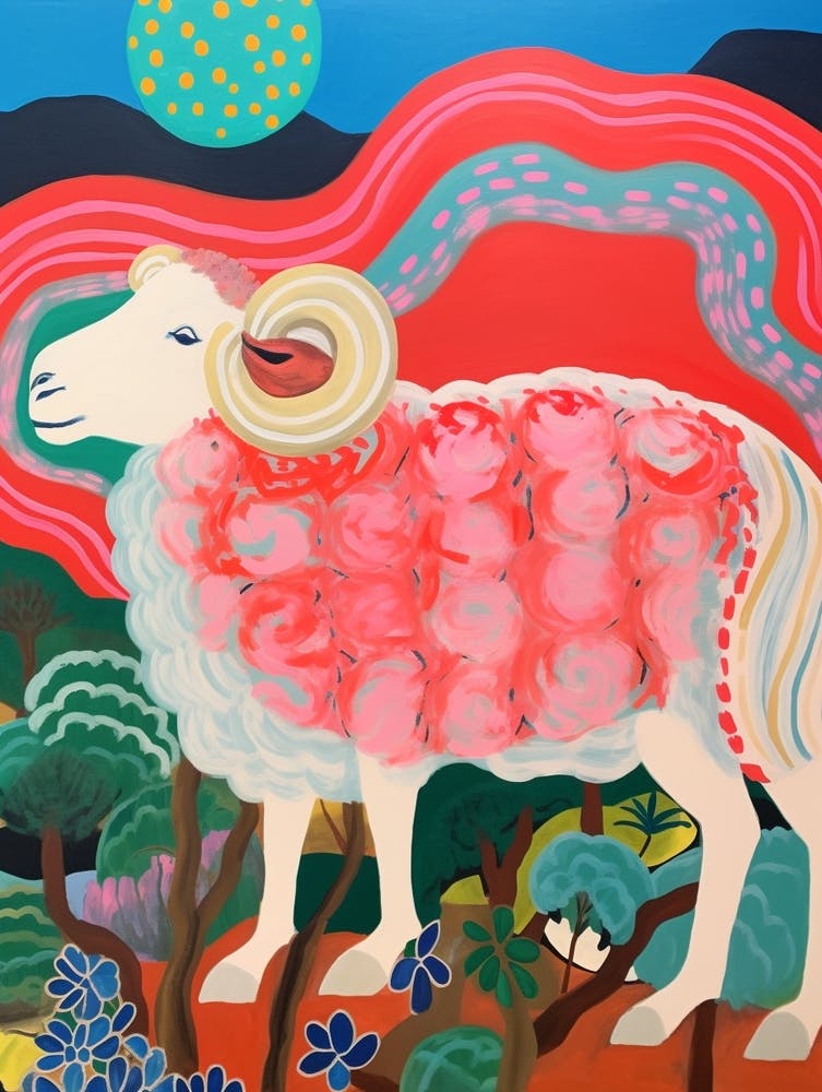 Maximalistische Tiermalerei Widder 3