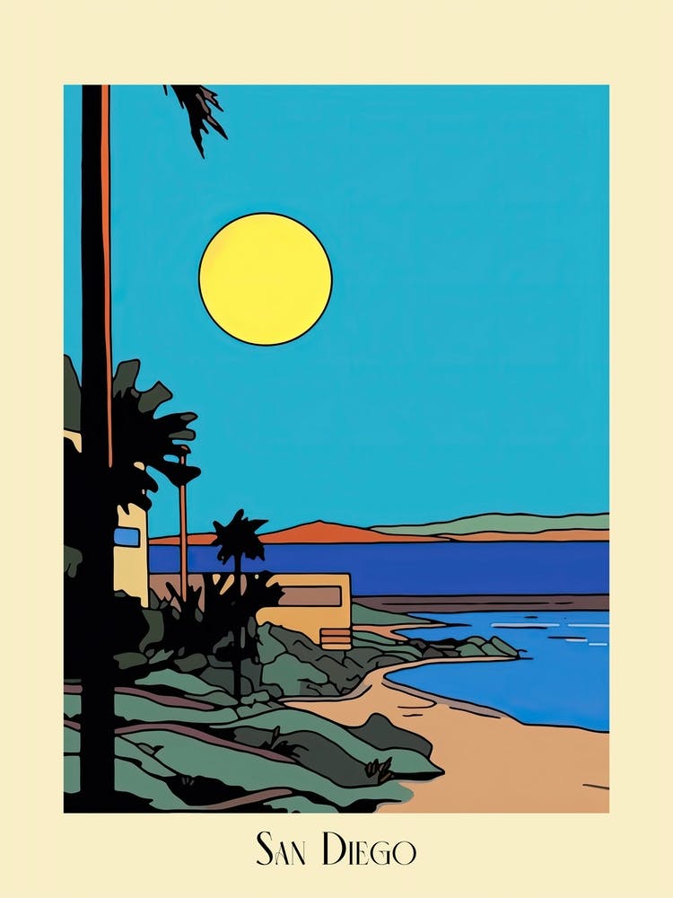 Poster Of Minimal Design Style Of San Diego California, Usa 2