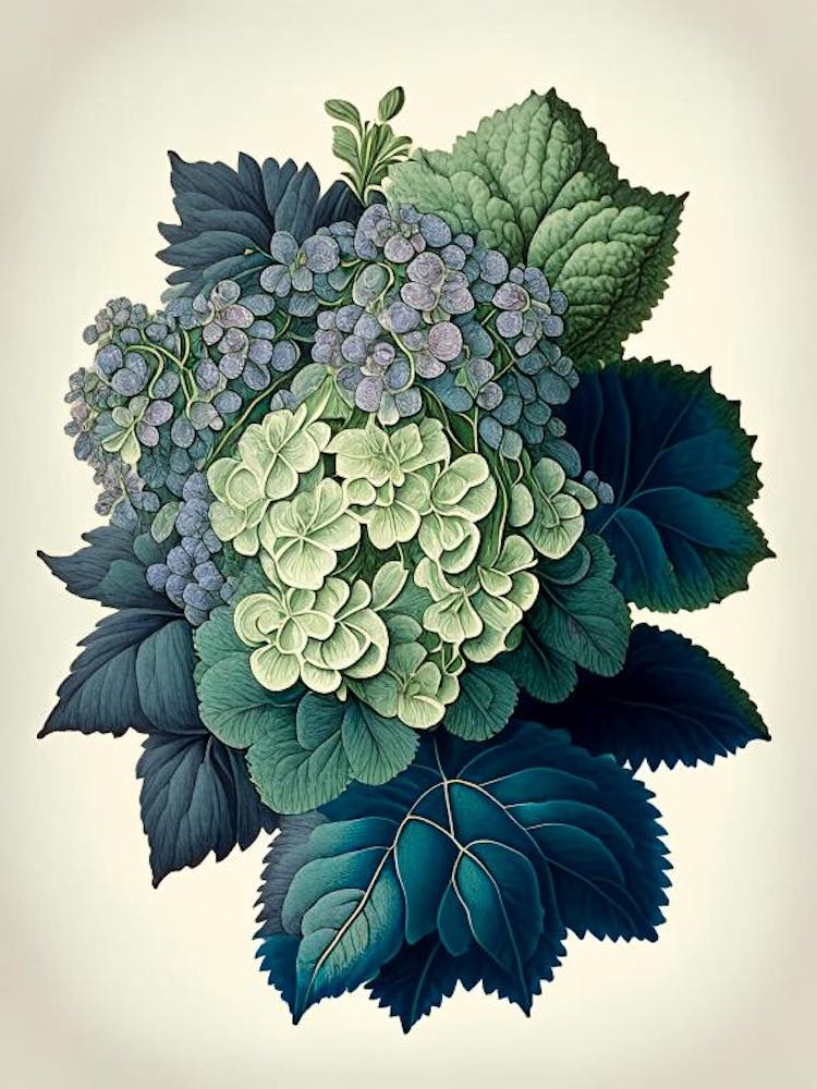 Hydrangea 1 Floral Botanical Vintage Poster Flower