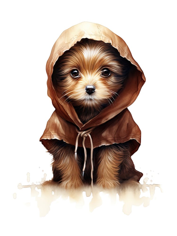 Puppy Dog As A Jedi Watercolour 4