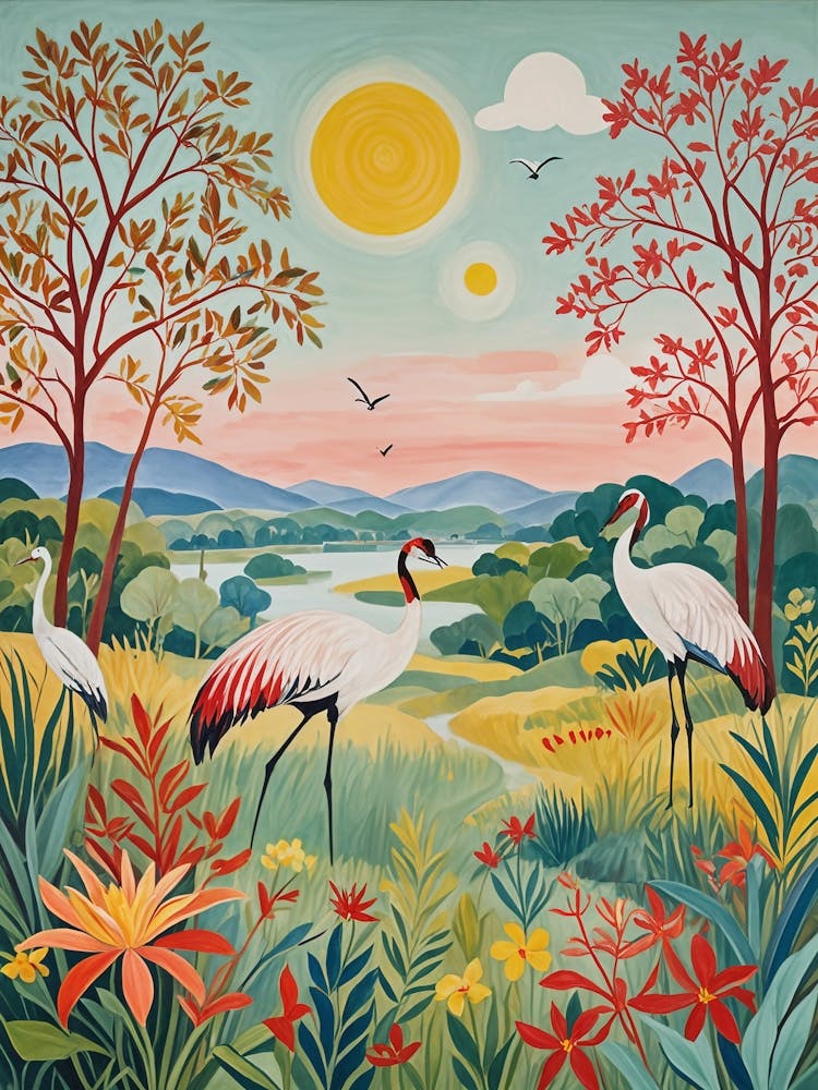 Cranes In The Meadow