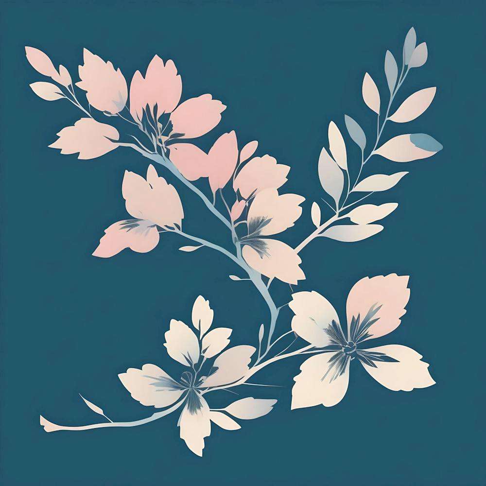 Beige Flowers With Light Pink And Blue Background
