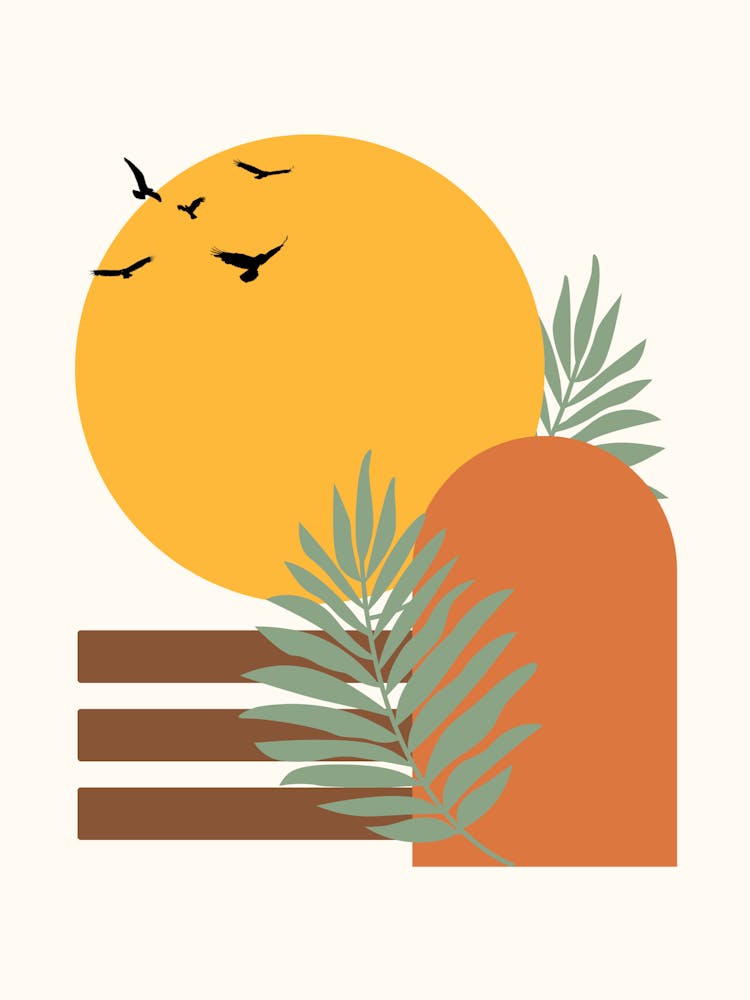 Sunset With Birds