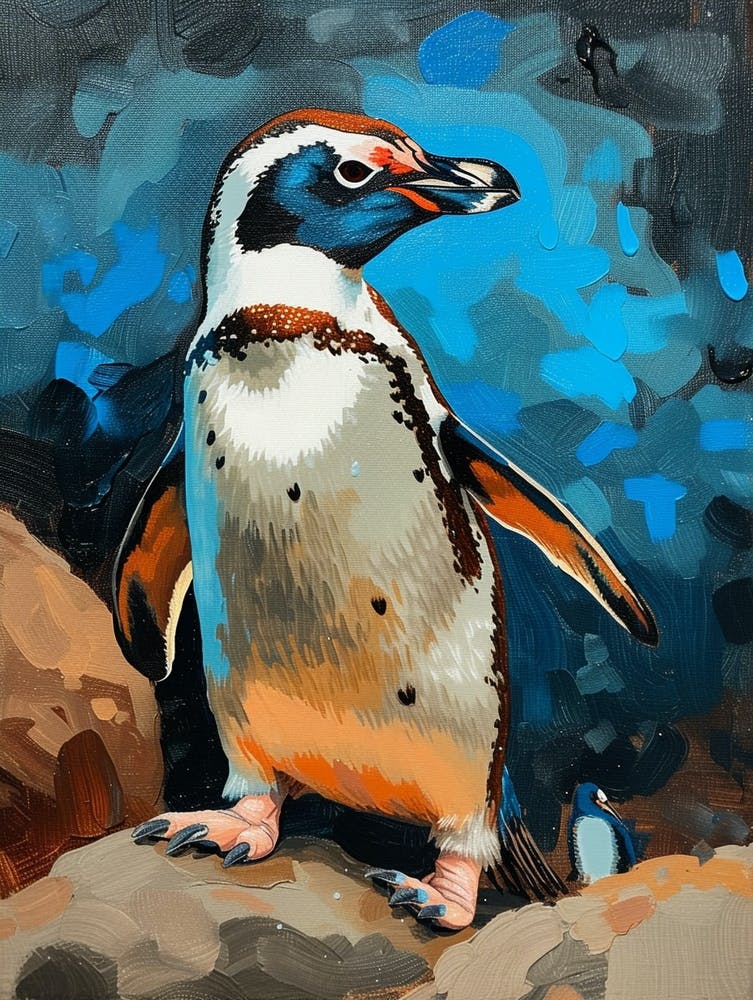 Galapagos Penguin Oamaru Blue Penguin Colony Colour Block Painting 2