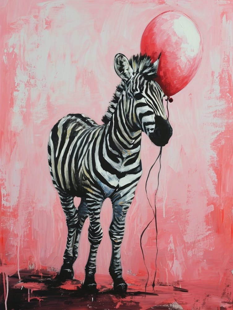 Cute Zebra 1 With Balloon