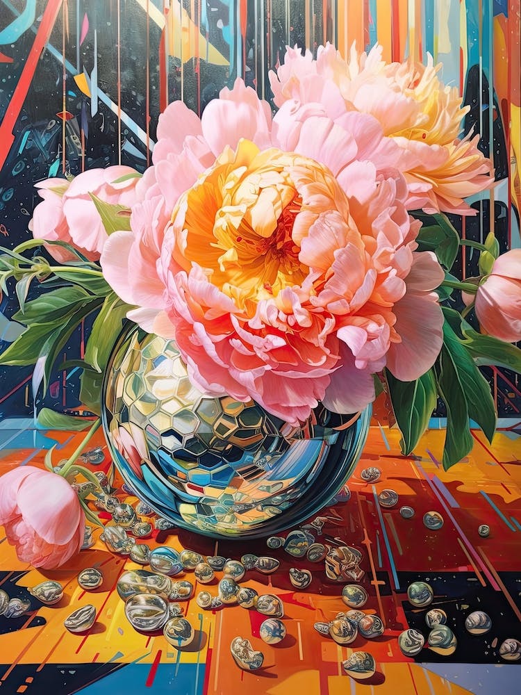 Disco Ball And Flowers And Pearls Still Life 6