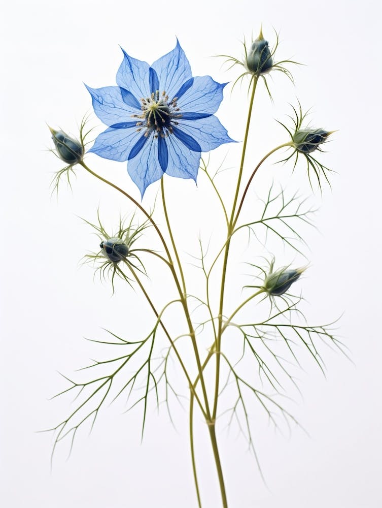 Pressed Flower Botanical Art Love In A Mist Nigella 1
