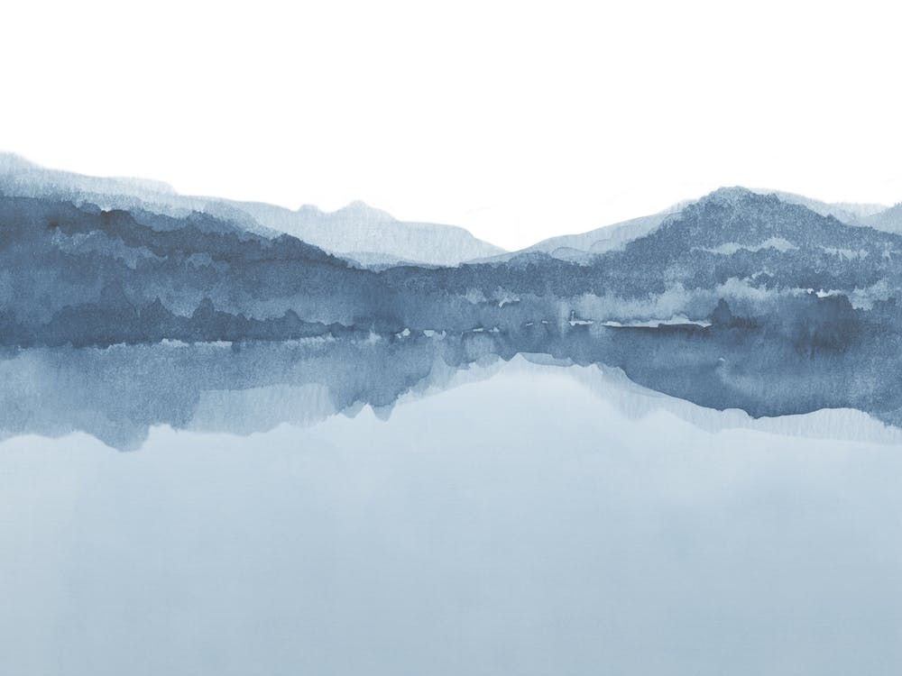Watercolor Landscape 3 Shades Of Blue