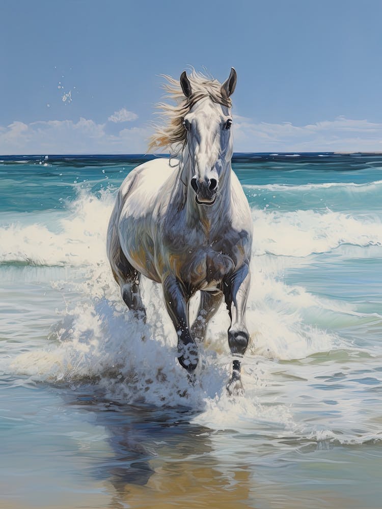 A Horse Oil Painting In Diani Beach, Kenya, Portrait 3