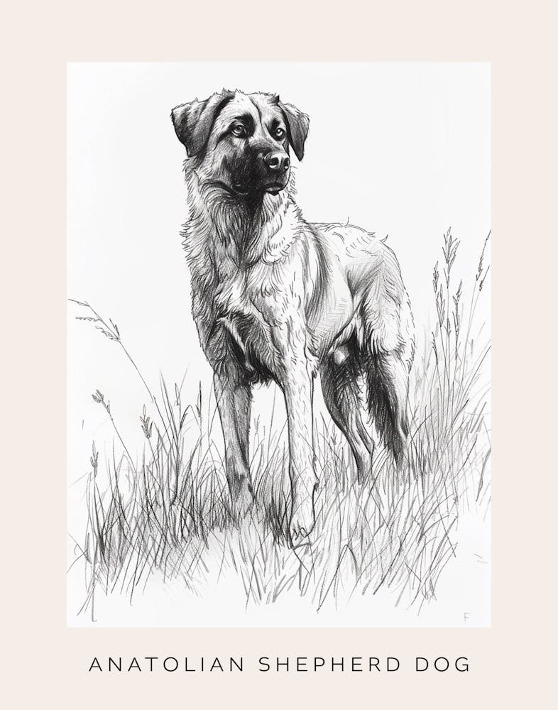 Anatolian Shepherd Dog Line Sketch 3 Poster