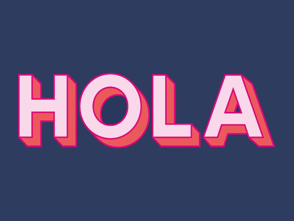 Hola Greeting Typography Navy & Pink