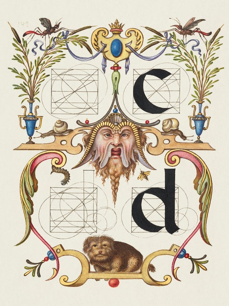 Guide For Constructing The Letters C And D From Mira Calligraphiae Monumenta, Joris Hoefnagel