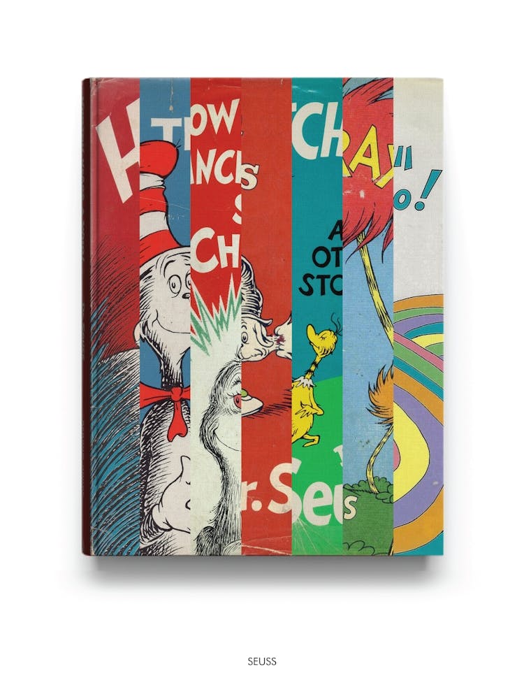 Dr Seuss - Book Lover Abstract Print -First Edition Covers