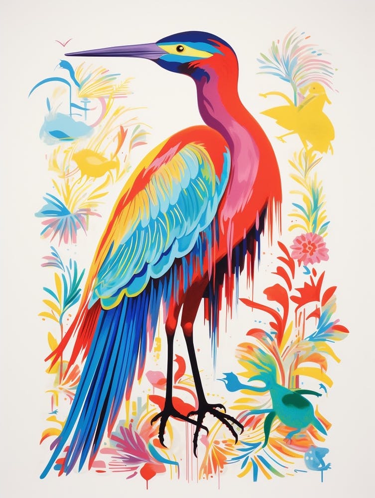 Colourful Bird Painting Egret 4