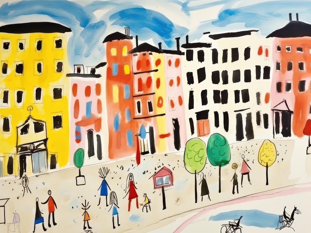 Milan Italy Cute Watercolour Illustration 3