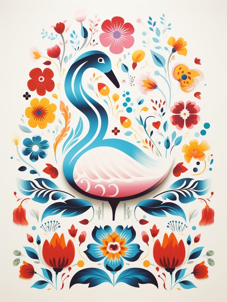 Scandinavian Bird Illustration Swan 1