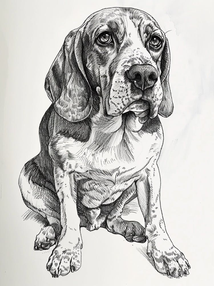 Beagle Dog Line Sketch 1