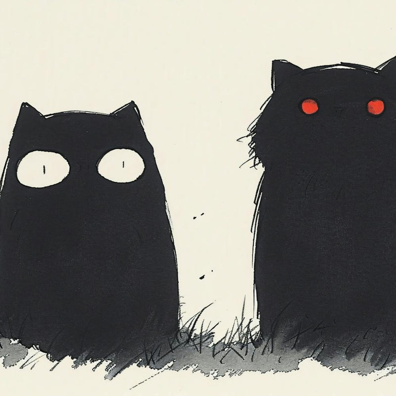 Two Cats With Red Eyes